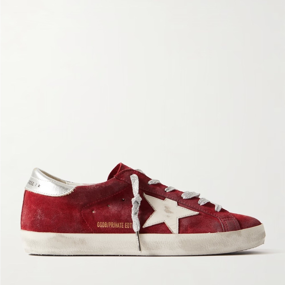 Golden Goose Superstar red suede sneakers